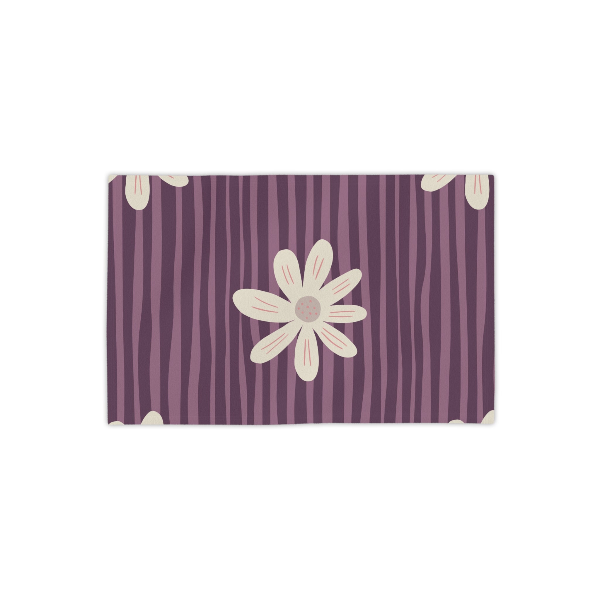 Purple Daisy Beach Towel – Striped Floral Seaside Towel