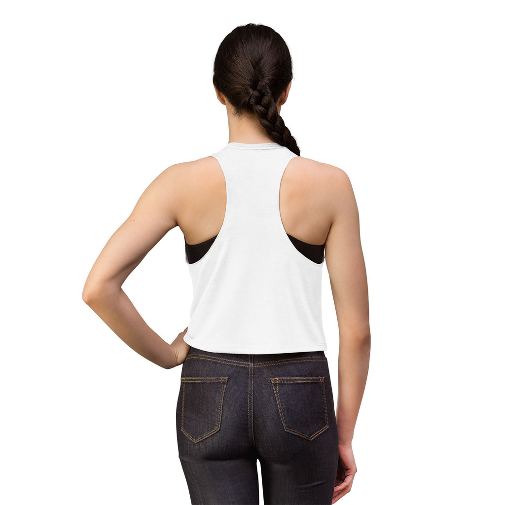 Overstimulated But Trying Tank Top — Women's White Cropped Muscle Tee