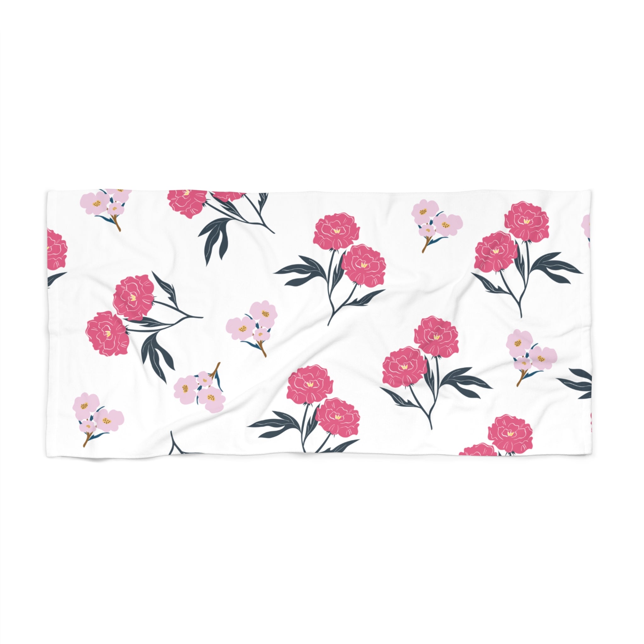 Floral Pink Carnation Beach Towel — Lightweight Summer Beach & Pool Towel