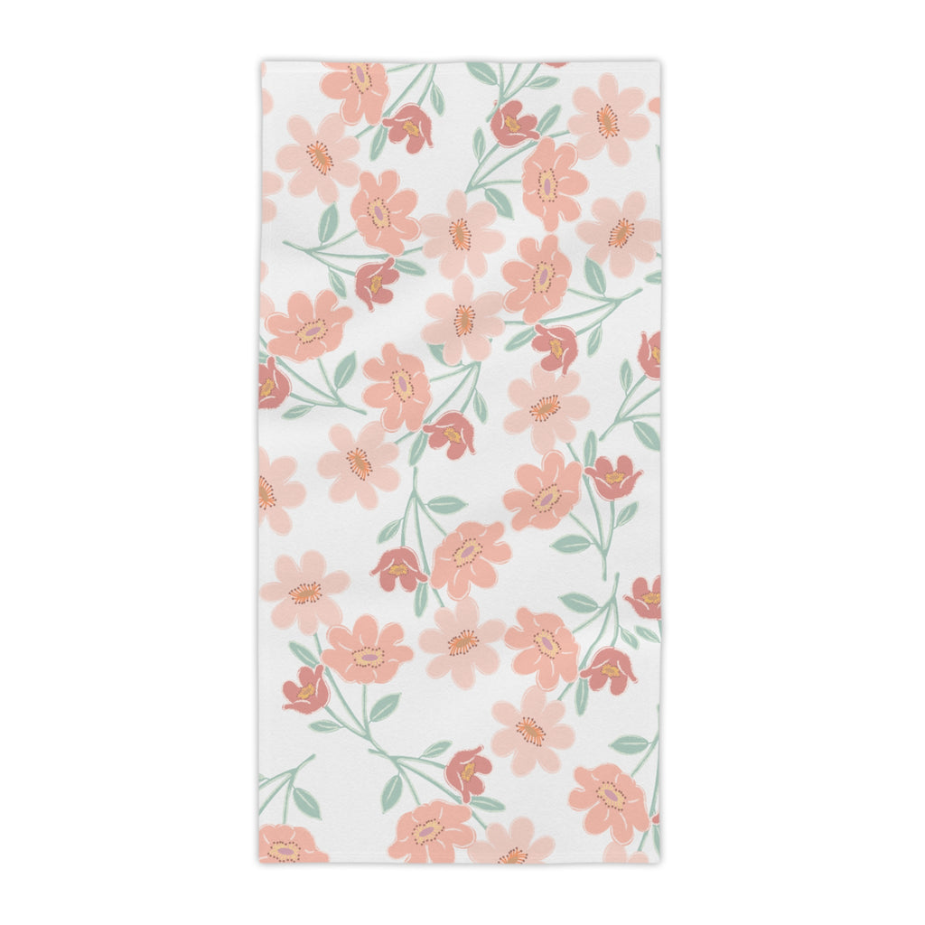 Purple Daisy Beach Towel – Striped Floral Seaside Towel