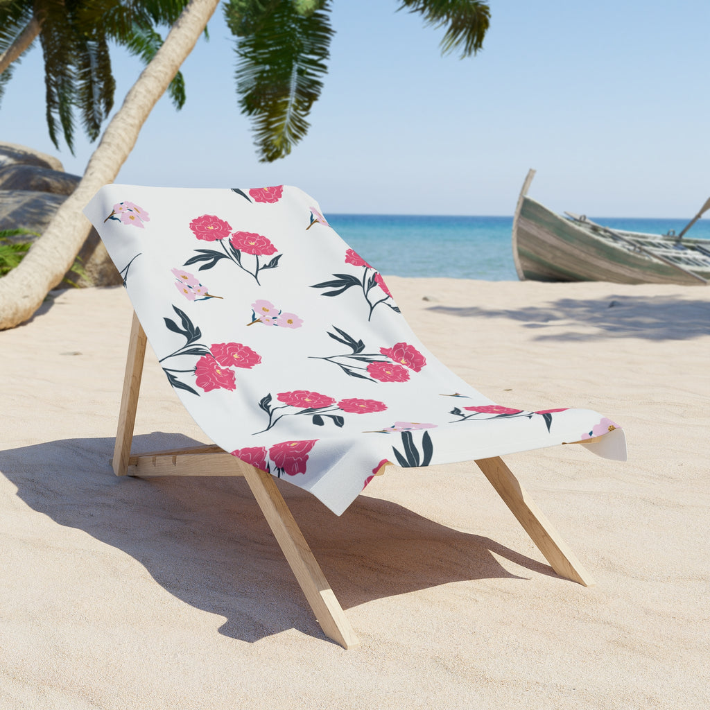 Floral Pink Carnation Beach Towel — Lightweight Summer Beach & Pool Towel