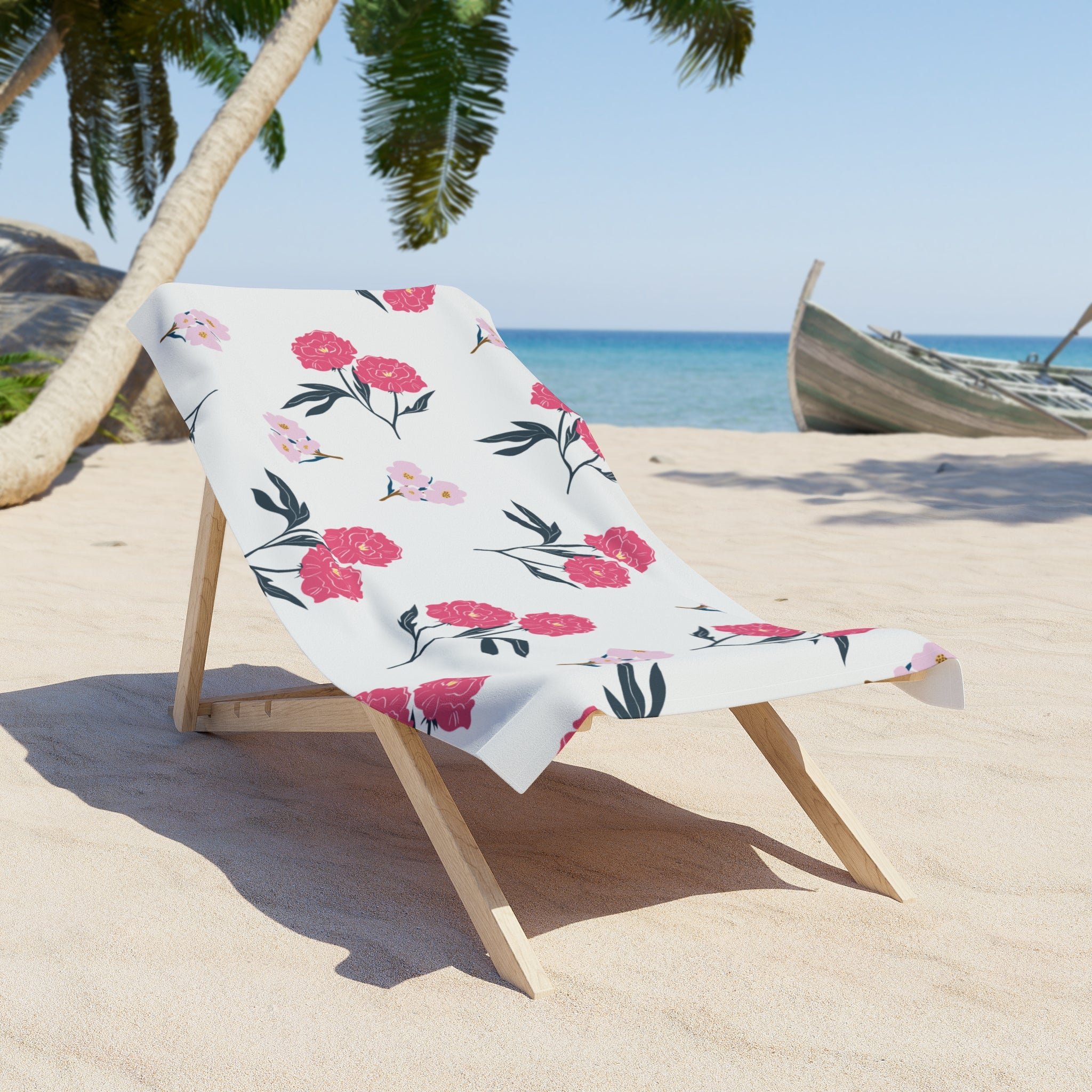 Floral Pink Carnation Beach Towel — Lightweight Summer Beach & Pool Towel