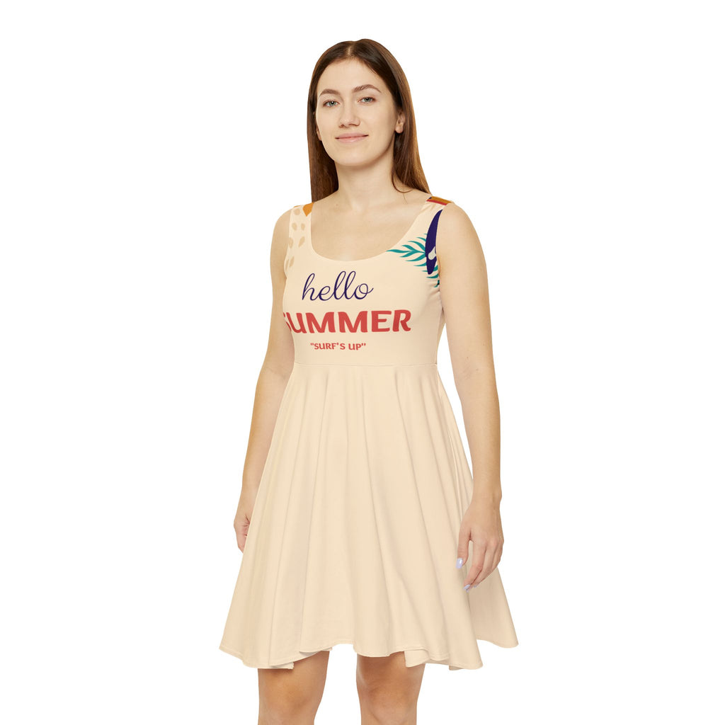 Hello Summer Floral Skater Dress — Tropical Flamingo Print