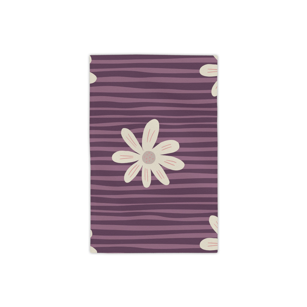 Purple Daisy Beach Towel – Striped Floral Seaside Towel