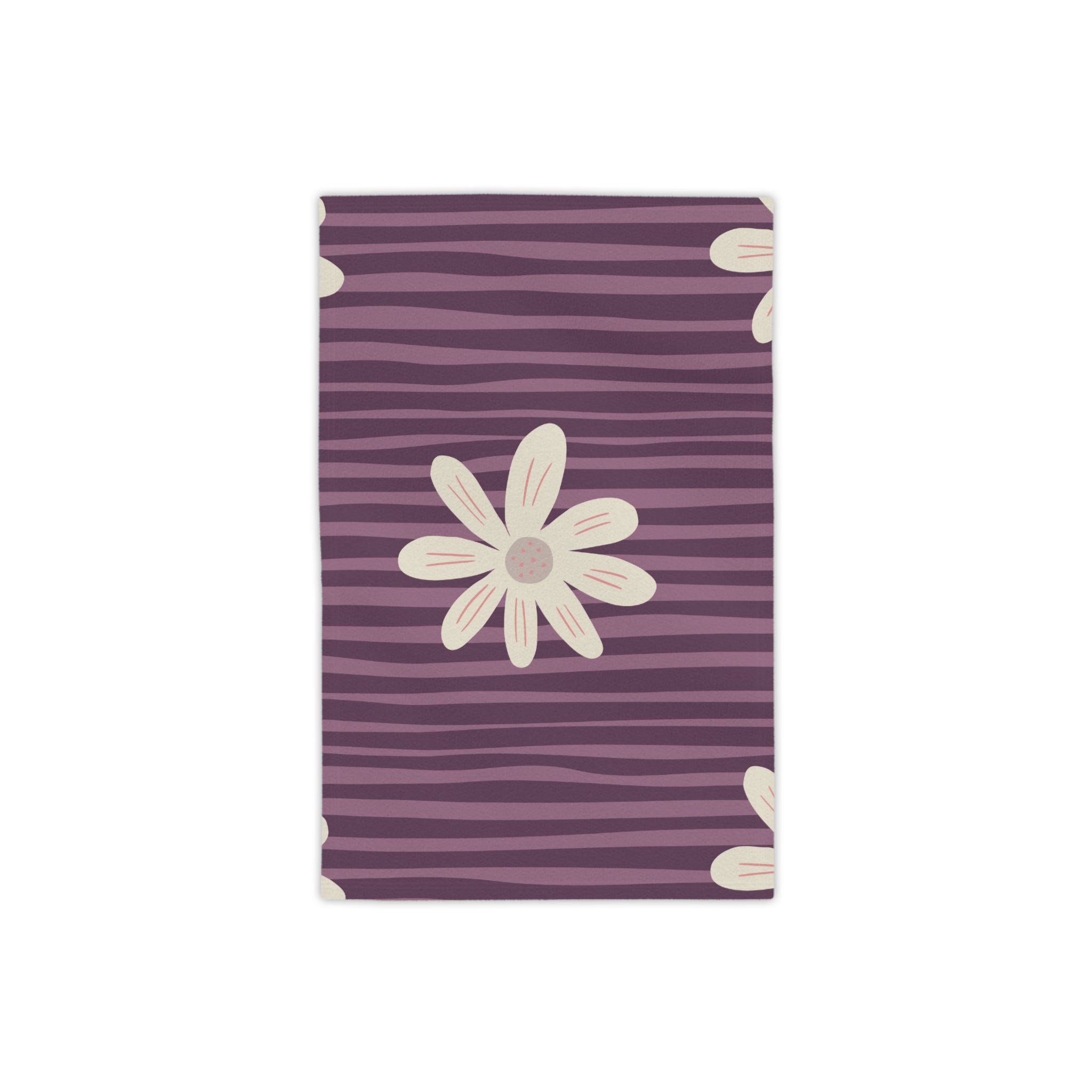 Purple Daisy Beach Towel – Striped Floral Seaside Towel