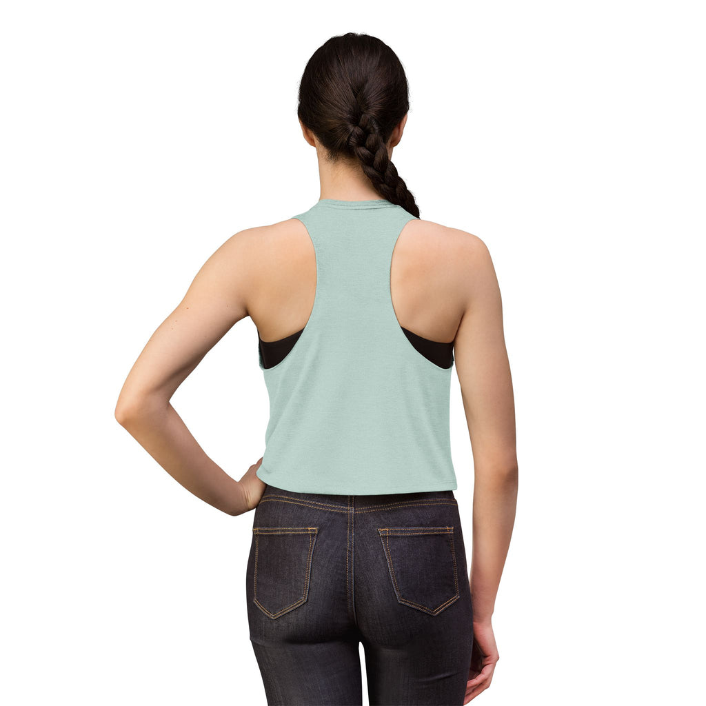 Overstimulated But Trying Tank Top — Women's White Cropped Muscle Tee