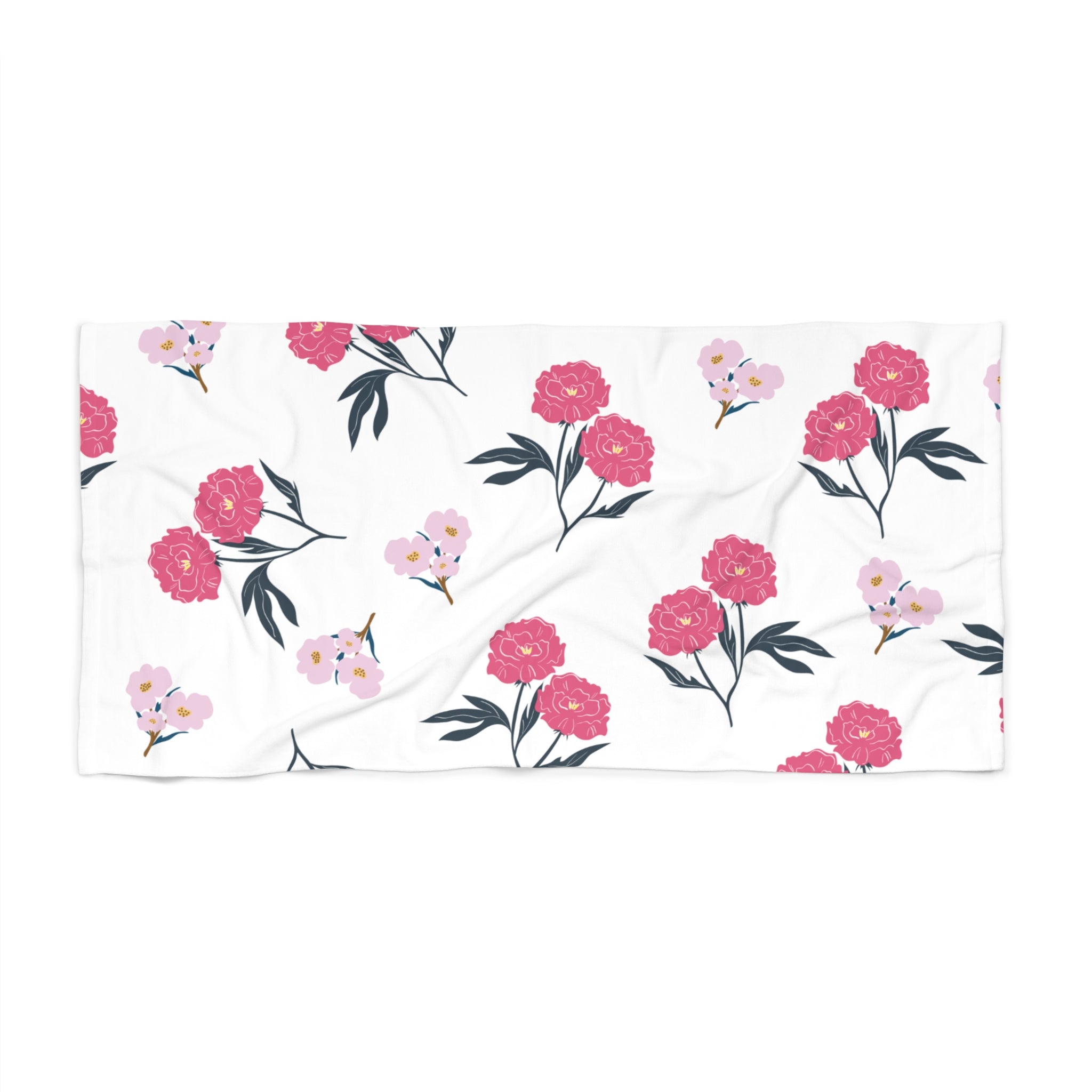 Floral Pink Carnation Beach Towel — Lightweight Summer Beach & Pool Towel