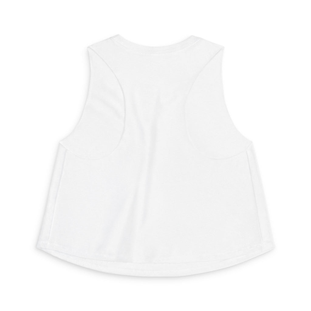 Overstimulated But Trying Tank Top — Women's White Cropped Muscle Tee