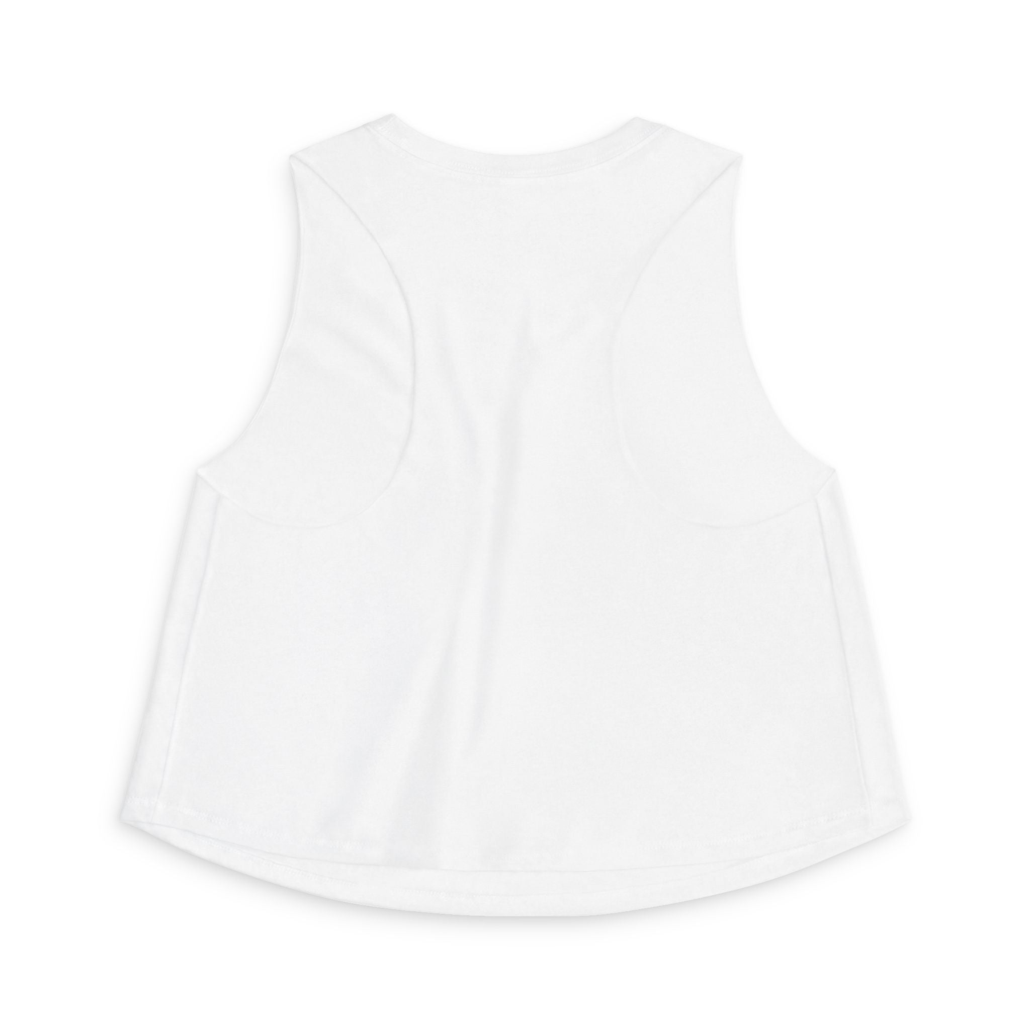 Overstimulated But Trying Tank Top — Women's White Cropped Muscle Tee