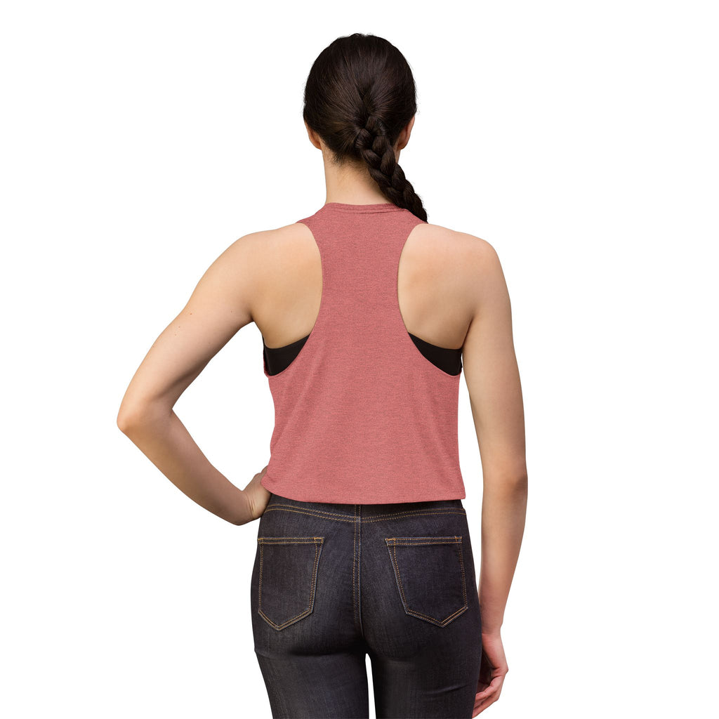 Overstimulated But Trying Tank Top — Women's White Cropped Muscle Tee