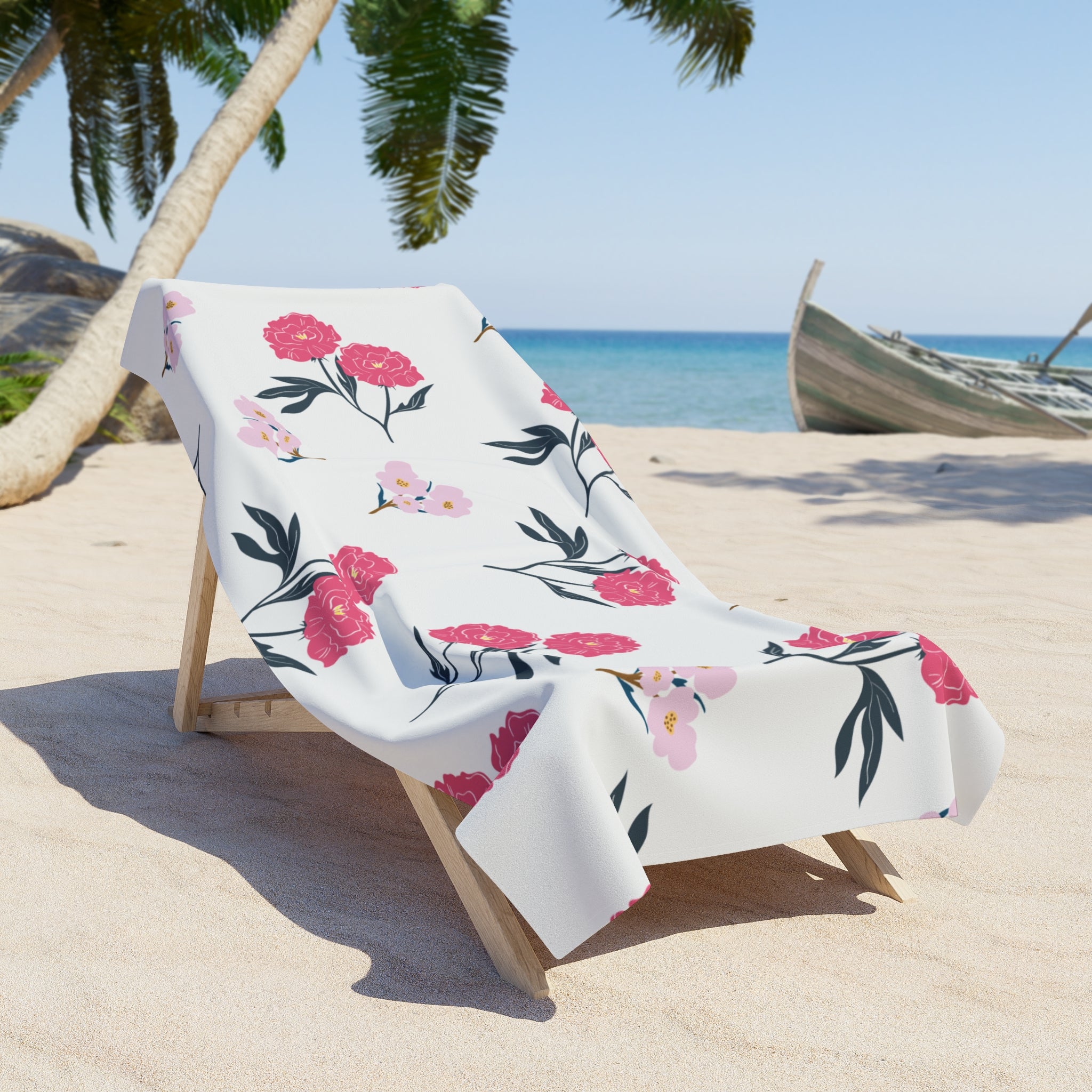 Floral Pink Carnation Beach Towel — Lightweight Summer Beach & Pool Towel