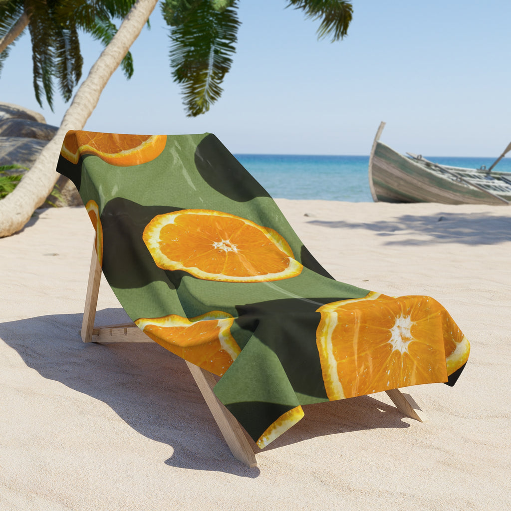 Orange Slices Beach Towel — Tropical Citrus Print Towel